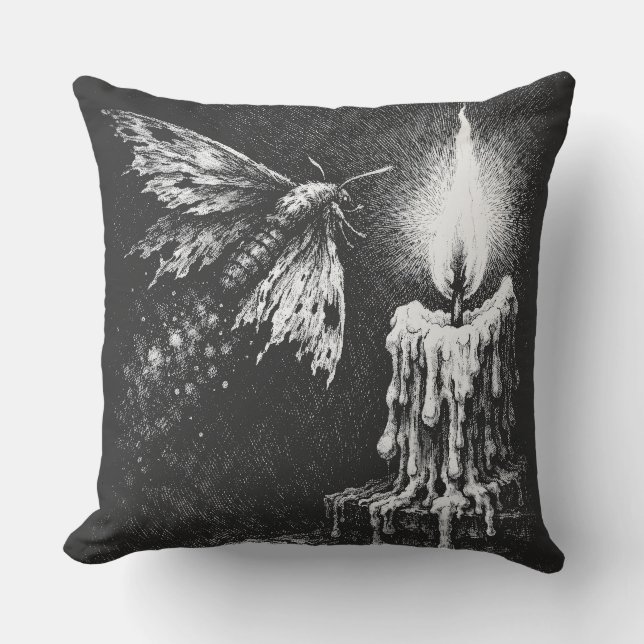Moth to the Flame — by BurnsInHell Cushion (Front)