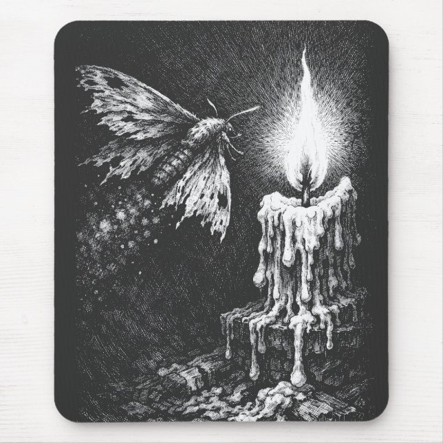 Moth to the Flame — by BurnsInHell Mouse Mat (Front)