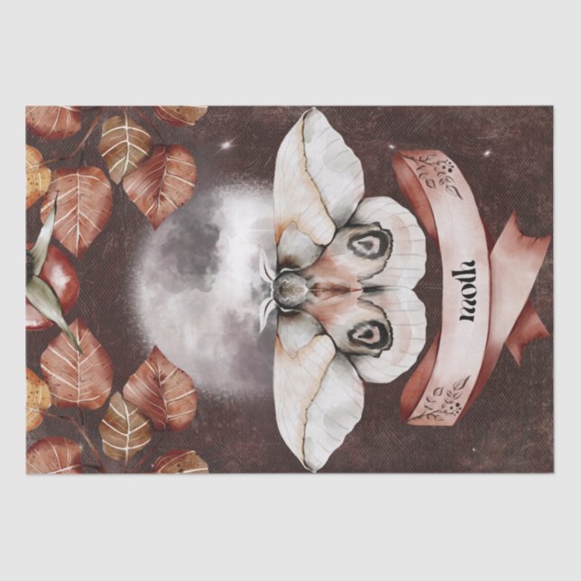 Moth Watercolor Fall Mysterious Autumn Oracle Tissue Paper (Front)