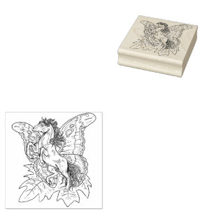 moth winged Fairy Horse Rubber Stamp