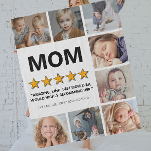 Mother 5 Star Rating Photo Collage Mum Fleece Blanket