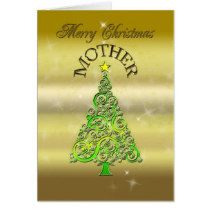 Mother, a gold effect Christmas card