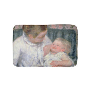 Mother about to Wash her Sleepy Child, 1880 (oil o Bath Mat