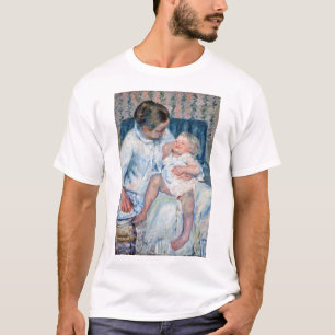 Mother About to Wash Her Sleepy Child, Cassatt T-Shirt
