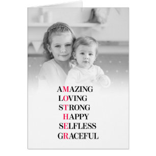 Mother Acronym Custom Photo Mother's Day Card