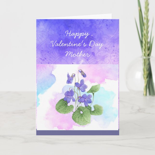 Mother African Violet Flower Valentine Poem Holiday Card (Front)