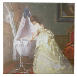 Mother and Baby, 1869 (oil on panel) Tile