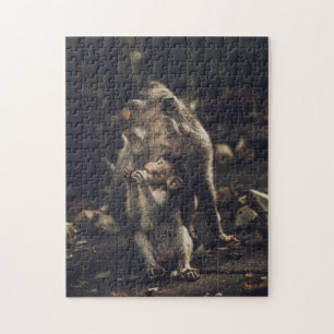 Mother and Baby Animal Monkey Photography Jigsaw Jigsaw Puzzle