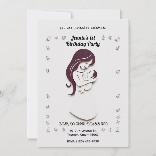 Mother and Baby Birthday Card (Front)