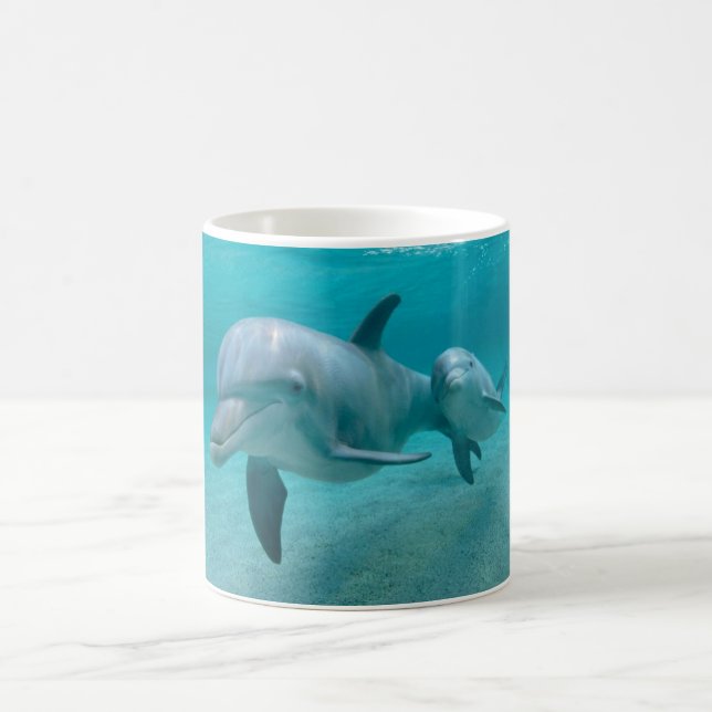 MOTHER AND BABY CALF DOLPHIN COFFEE MUG (Center)