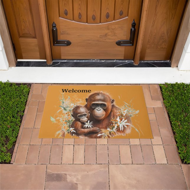 Mother and baby Chimp  Doormat (Outdoor)