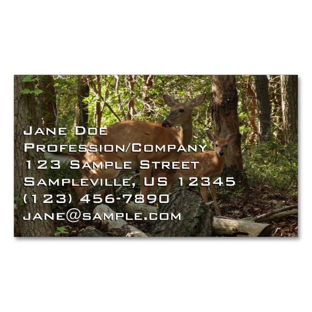Mother and Baby Deer at Shenandoah National Park Magnetic Business Card (Front)