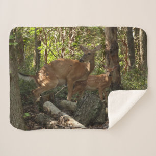 Mother and Baby Deer at Shenandoah National Park Sherpa Blanket