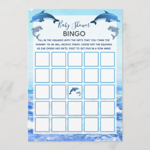 Mother and Baby Dolphin Ocean Baby Shower Bingo Invitation