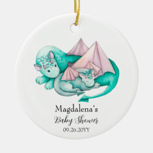 Mother and Baby Dragon Baby Shower Keepsake Ceramic Tree Decoration