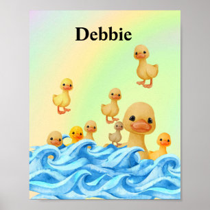  Mother and baby duck's Poster