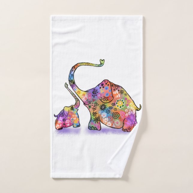 Mother and Baby Elephant Bath Towels (Hand Towel)