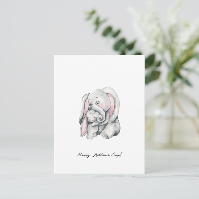 Mother And Baby Elephant Happy Mother's Day Card (Standing Front)