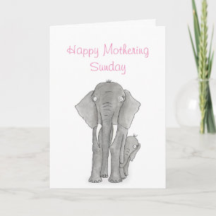 Mother and baby elephant Mothering Sunday card