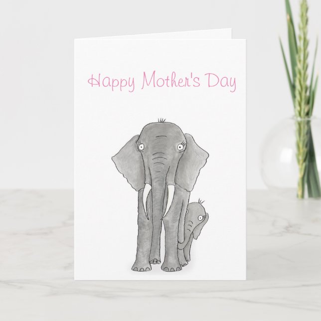 Mother and baby elephant Mother's Day card (Front)