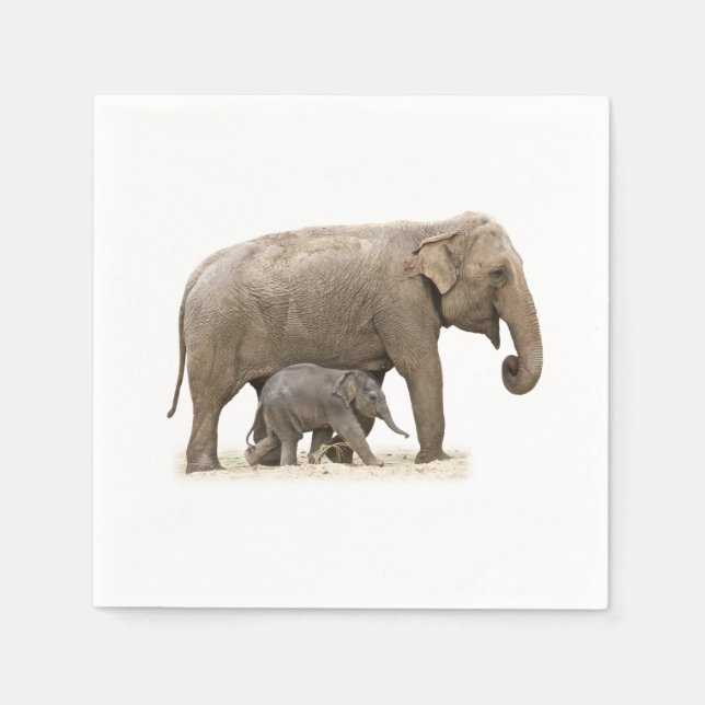 Mother and Baby Elephant Napkin (Front)
