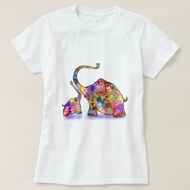 Mother and Baby Elephant T-Shirt (Design Front)