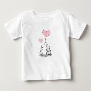 Mother and Baby Elephant with Balloons Baby T-Shirt