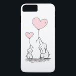 Mother and Baby Elephant with Balloons iPhone 8 Plus/7 Plus Case<br><div class="desc">Cute mother and baby elephant illustration design with heart shape balloons.</div>