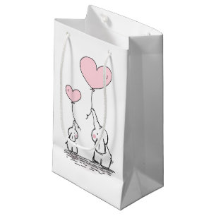 Mother and Baby Elephant with Balloons Small Gift Bag