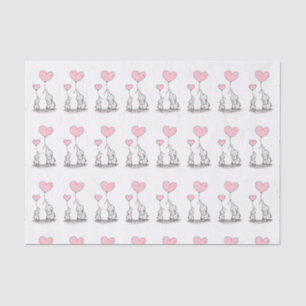 Mother and Baby Elephant with Heart Balloons Tissue Paper