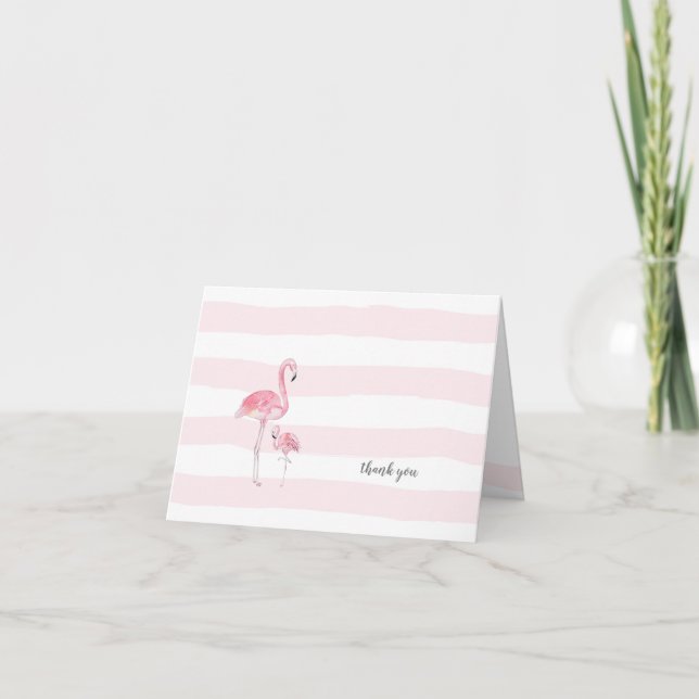 Mother and Baby Flamingo baby shower Thank You Card (Front)