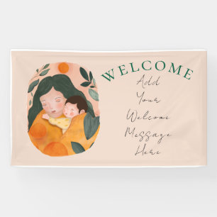 Mother and Baby Floral Watercolor Design Banner