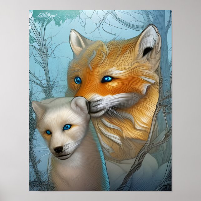 Mother and Baby Fox Poster (Front)