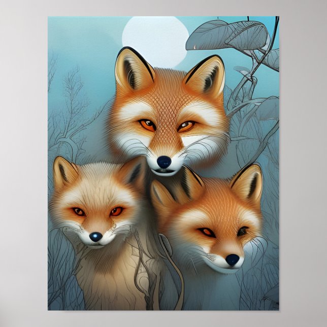 Mother and Baby Foxes  Poster (Front)