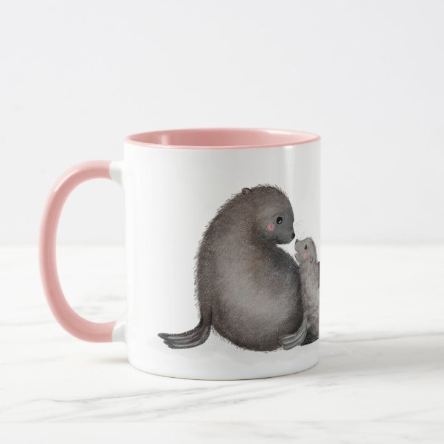 Mother and baby fur seal 'Best mum ever' mug (Left)
