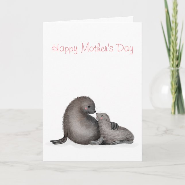 Mother and baby fur seal Mother's Day card (Front)