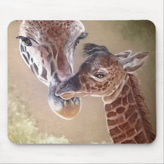 Mother and Baby Giraffe Mouse Mat
