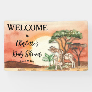 Mother and Baby Giraffe Safari Baby Shower Welcome Banner