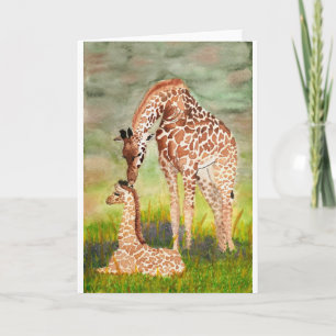 Mother and Baby Giraffes Card