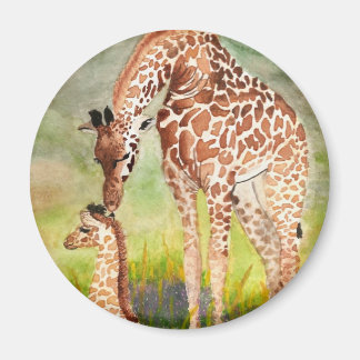 Mother and Baby Giraffes Magnet