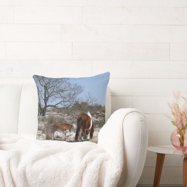 Mother and Baby Horse at Assateague Cushion (Couch)