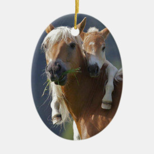 Mother and Baby Horse Ceramic Tree Decoration