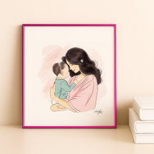 Mother and baby illustration 