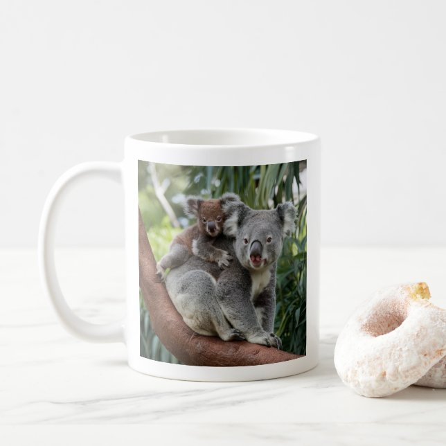 Mother and Baby Koala Bear Coffee Mug (With Donut)