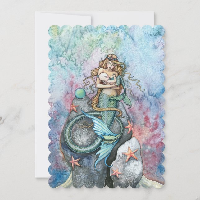 Mother and Baby Mermaid Baby Shower Invitations (Front)