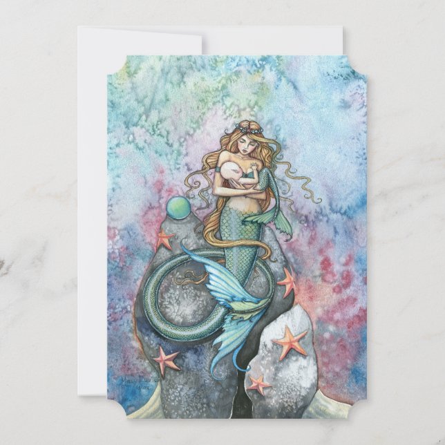 Mother and Baby Mermaid Baby Shower Invitations (Front)