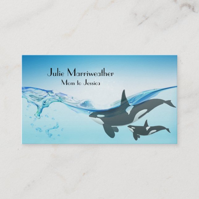Mother and Baby Orca Whale Mummy Card (Front)
