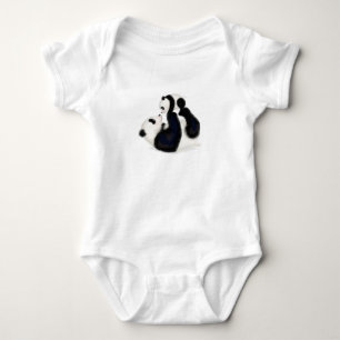 Mother and baby panda baby one-piece bodysuit