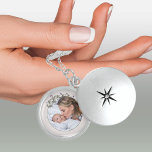 Mother and Baby Photo Purple Wildflower Frame Locket Necklace<br><div class="desc">Photo necklace for a new mum on her First Mother's day, the birth of a new baby for example - or add any photo you wish. The photo template is set up for you to add your picture, which is displayed in round shape. This elegant and delicate design has a...</div>