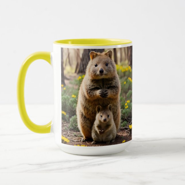 Mother And Baby Quokka, Coffee Mug (Left)